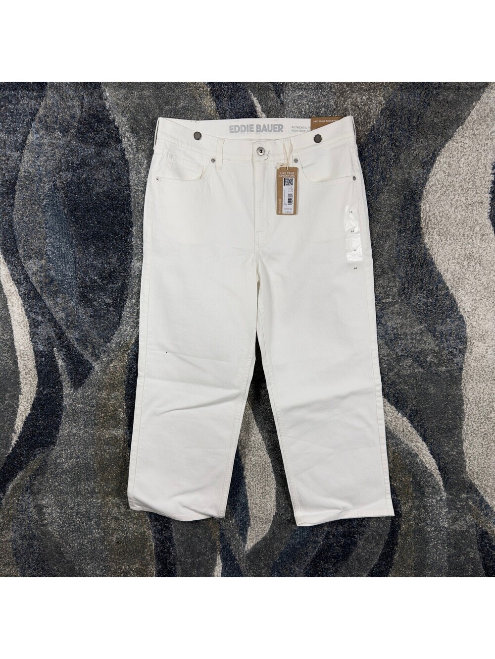 NEW Eddie Bauer Voyager Crop Jeans Womens 14 White Wide Leg